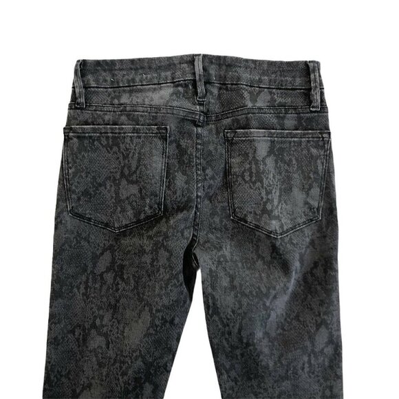 Frame Le Crop Mini Boot Black Tonal Python Jeans - Picture 9 of 11